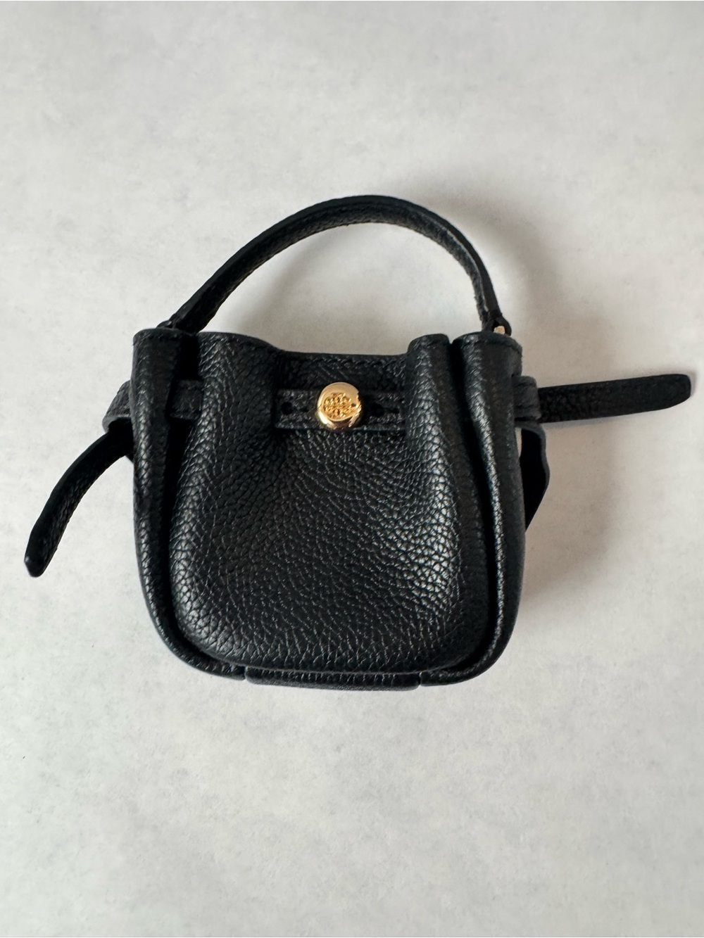 Tory Burch Black Pebbled Leather Romy bucket bag CHARM
